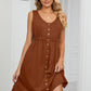 Buttoned V-Neck Sleeveless Mini Dress with Pockets