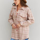 Davi & Dani Full Size Plaid Curved Raw Hem Shacket