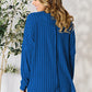 Basic Bae Full Size Ribbed Round Neck Slit Knit Top