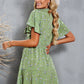 Ditsy Floral Flutter Sleeve Bow Detail Dress