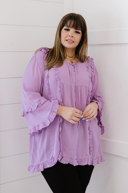 Davi & Dani Always Worthy Full Size Run Frill Trim Tunic