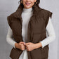Zip Up Turtleneck Pocketed Vest Coat