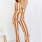 Dress Day Striped Halter Neck Belted Jumpsuit