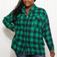 Davi & Dani Peace Sign Full Size Plaid Embroidered Patch Shacket