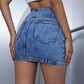 Zip-Up V-Waist Denim Skirt