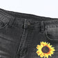 Sunflower Leopard Patchwork Distressed Jeans