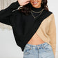 Two-Tone Drop Shoulder Knit Top