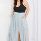Sweet Lovely by Jen Full Size Leaps and Bounds Slit Maxi Skirt in Misty Blue