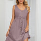 Buttoned V-Neck Sleeveless Mini Dress with Pockets