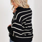 CY Fashion No Worries Full Size Striped Turtleneck Sweater