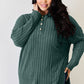 Basic Bae Full Size Ribbed Half Button Long Sleeve High-Low T-Shirt