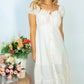 White Birch Flower Market Full Size Lace Trim Midi Dress