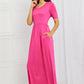 Celeste Sweetheart Full Size Short Sleeve Maxi Dress in Hot Pink