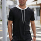 Contrast Drawstring Short Sleeve Hoodie