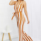 Dress Day Striped Halter Neck Belted Jumpsuit