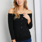 Culture Code Buttoned Off-Shoulder Ribbed Top