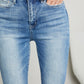 Zenana Hem Detail Distressed Jeans with Pockets