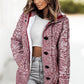 Cable-Knit Fleece Lining Button-Up Hooded Cardigan
