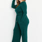White Birch Lost in Your Eyes Full Size Wide-Leg Jumpsuit in Hunter Green
