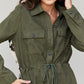 Davi & Dani Full Size Geometric Drawstring Waist Shacket with Pockets