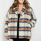 Davi & Dani Full Size Plaid Open Front Jacket with Pockets