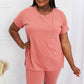 Zenana Full Size Slit Tee and Biker Shorts Set in Rose