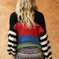 Davi & Dani Striped Popcorn Knit Pullover Sweater