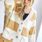 Davi & Dani Full Size Striped Button-Up Drop Shoulder Pocket Cardigan