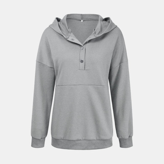 Drop Shoulder Quarter Snap Up Hoodie