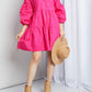 Davi & Dani Full Size Buttoned Puff Sleeve Tiered Shirt Dress