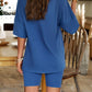 V-Neck Dropped Shoulder Top and Shorts Set