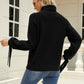 Tie-Cuff Raglan Sleeve Turtleneck Sweater