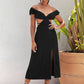 Cutout Deep V Split Midi Dress