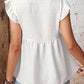 Swiss Dot Tie-Neck Flutter Sleeve Peplum Blouse