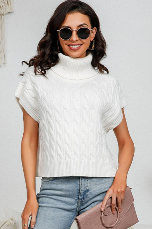 Cable-Knit Turtleneck Vest