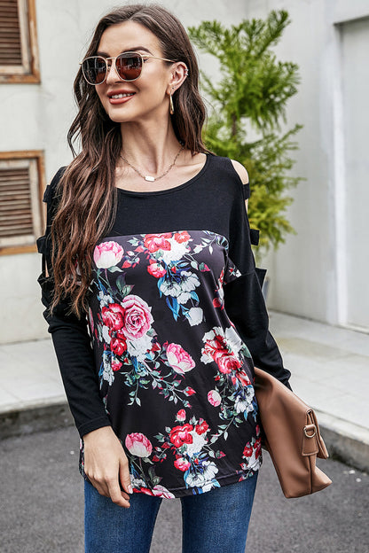 Floral Print Cut Out Top