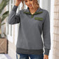 Contrast Quilted Quarter-Snap Long Sleeve Sweatshirt