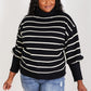 CY Fashion No Worries Full Size Striped Turtleneck Sweater