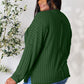 Basic Bae Full Size Ribbed Round Neck Slit Knit Top
