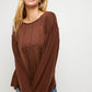Davi & Dani Full Size Waffle-Knit Round Neck Top