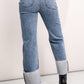 Zenana Distressed Cuffed Pocket Jeans