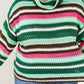 Davi & Dani Midwest Full Size Striped Turtleneck Sweater