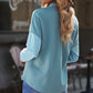 Waffle Knit Button Front Shirt with Breast Pockets