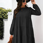 Balloon Sleeve Keyhole Tiered Dress