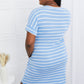 Zenana Full Size Striped V-Neck Pocket Dress in Spring Blue