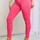 YMI Jeanswear Kate Hyper-Stretch Full Size Mid-Rise Skinny Jeans in Fiery Coral