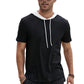 Contrast Drawstring Short Sleeve Hoodie