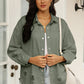 Distressed Snap Down Raw Hem Denim Jacket