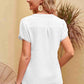 Contrast Trim Pom-Pom Detail Notched Neck Blouse