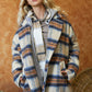 Davi & Dani Full Size Plaid Open Front Jacket with Pockets